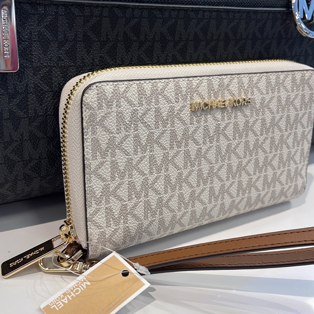 Michael Kors MK Signature Large Flat Multi-Function Phone Case Wallet Wristlet - Picture 9 of 16